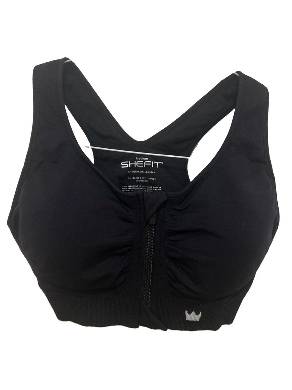 SHEFIT Black Front-Zip High-Comfort Sports Bra